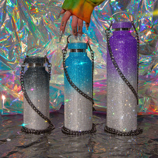 Boujee Diamond Bling Water Bottles - Purple, Black, and Blue - Neon Diamond