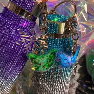 Diamond Water Bottles and Y2K Cat Keychain Charms
