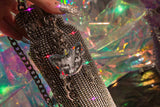 Black Cat Keychain Kitty Charm for Water Bottle Chains, Keys and Bag Accessories Goth Witch Witchcore Whimsigoth Third Eye with Antlers and Stars Charms Holo Holographic Y2K on Ombre Diamond Bling Water Bottles | Neon Diamond and Neon Nomade Festival Rave Fashion and Accessories