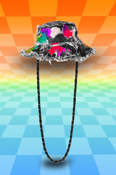 Blacklight Artist Glow Paint Bucket Hat (Black)