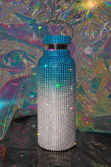 Blue Ice Bling Diamond Ombre Water Bottle with Rhinestones for Festivals and the Gym | Sizes: 300ML 500ML 750ML and 1L Liter Goth Witch Witchcore Whimsigoth Y2K | Neon Diamond and Neon Nomade Festival Rave Fashion and Accessories