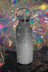 Charcoal Snow Bling White Diamond Ombre Fade Water Bottle with Rhinestones for Festivals and the Gym | Sizes: 300ML 500ML 750ML and 1L Liter Goth Witch Witchcore Whimsigoth Y2K | Neon Diamond & Neon Nomade Festival Rave Fashion and Accessories