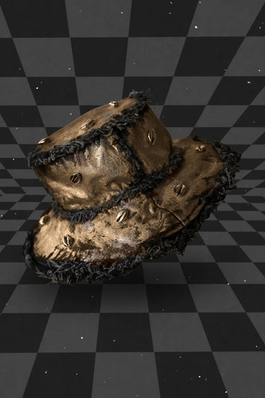 Metallic Painted Gold Conch Seashell Bucket Hat | Steampunk Handmade Festival Hat | Neon Nomade