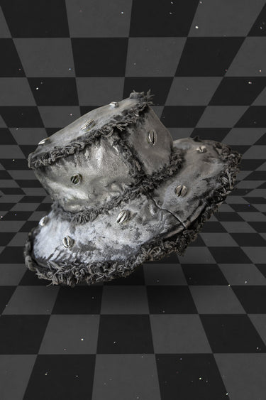 Metallic Painted Silver Conch Seashell Bucket Hat | Steampunk Handmade Festival Hat | Neon Nomade