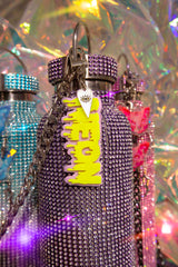 Neon Smile Logo Keychain with Third Eye Evil Eye Charm on Purple Bling Diamond Water Bottle Goth Witch Witchcore Whimsigoth Y2K | Neon Diamond & Neon Nomade Festival Rave Fashion and Accessories
