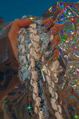 Clip On Distressed Frayed Denim Chain for Hat Straps, Water Bottles and Jackets